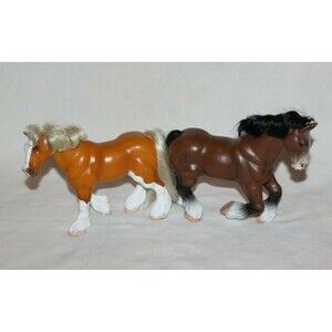 Lot of 2 Grand Champion Heavy Horses Palomino Brown Bay 9" Golden Geldings NICE